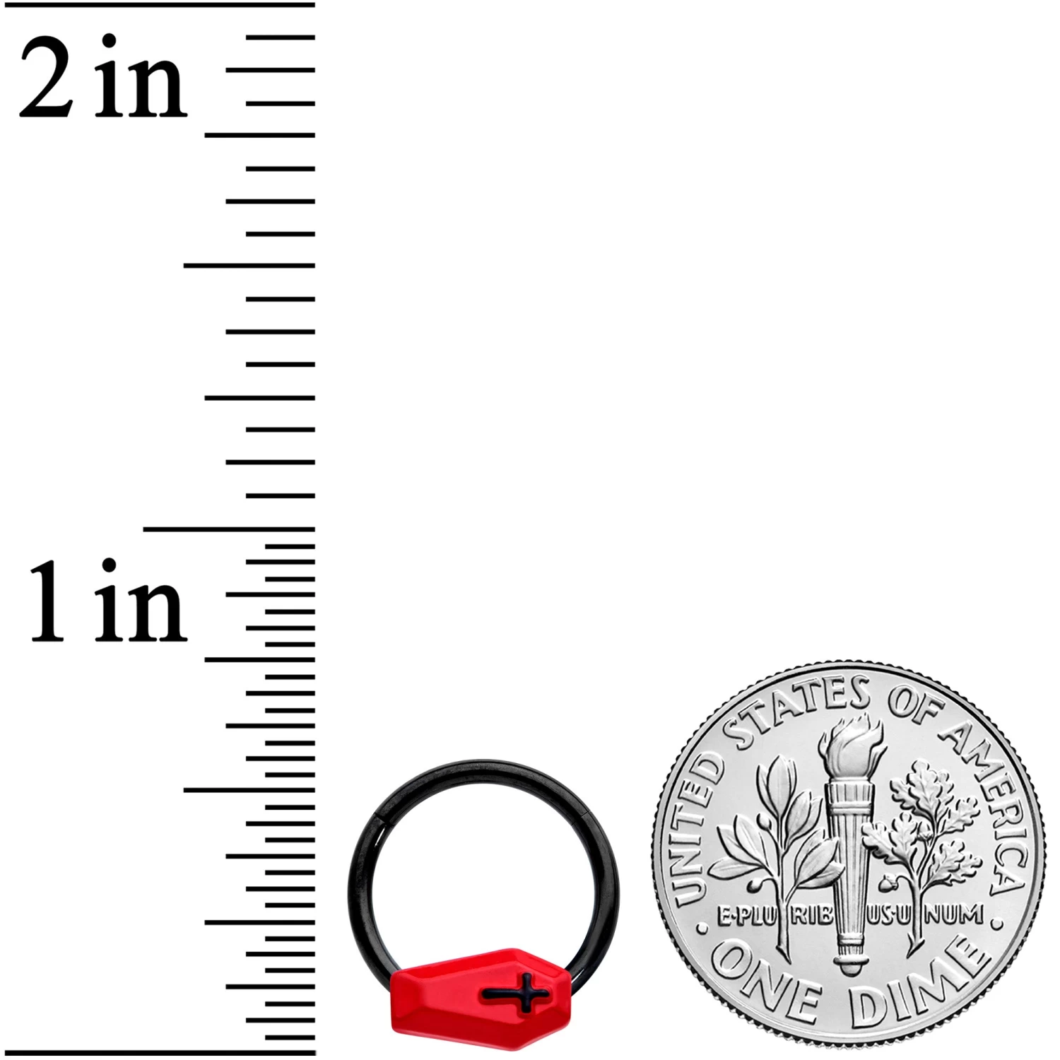 16 Gauge 3/8 Black Red Coffin Halloween Segment Ring 3 16 Gauge 3/8 Black Red Coffin Halloween Segment Ring - Image 3