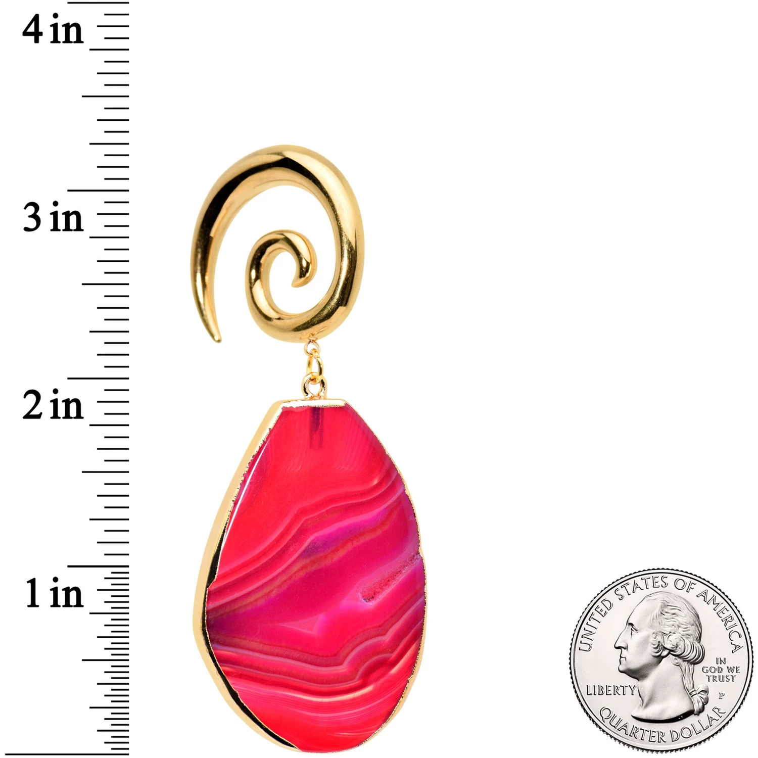 2 Gauge Gold Tone Red Marble Onyx Stone Spiral Taper Ear Weights 2 2 Gauge Gold Tone Red Marble Onyx Stone Spiral Taper Ear Weights - Image 2