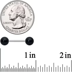 14 Gauge 1/2 Elegant Black Agate Barbell Nipple Ring Set -Body Jewelry Store 73580 BK.otherimage2