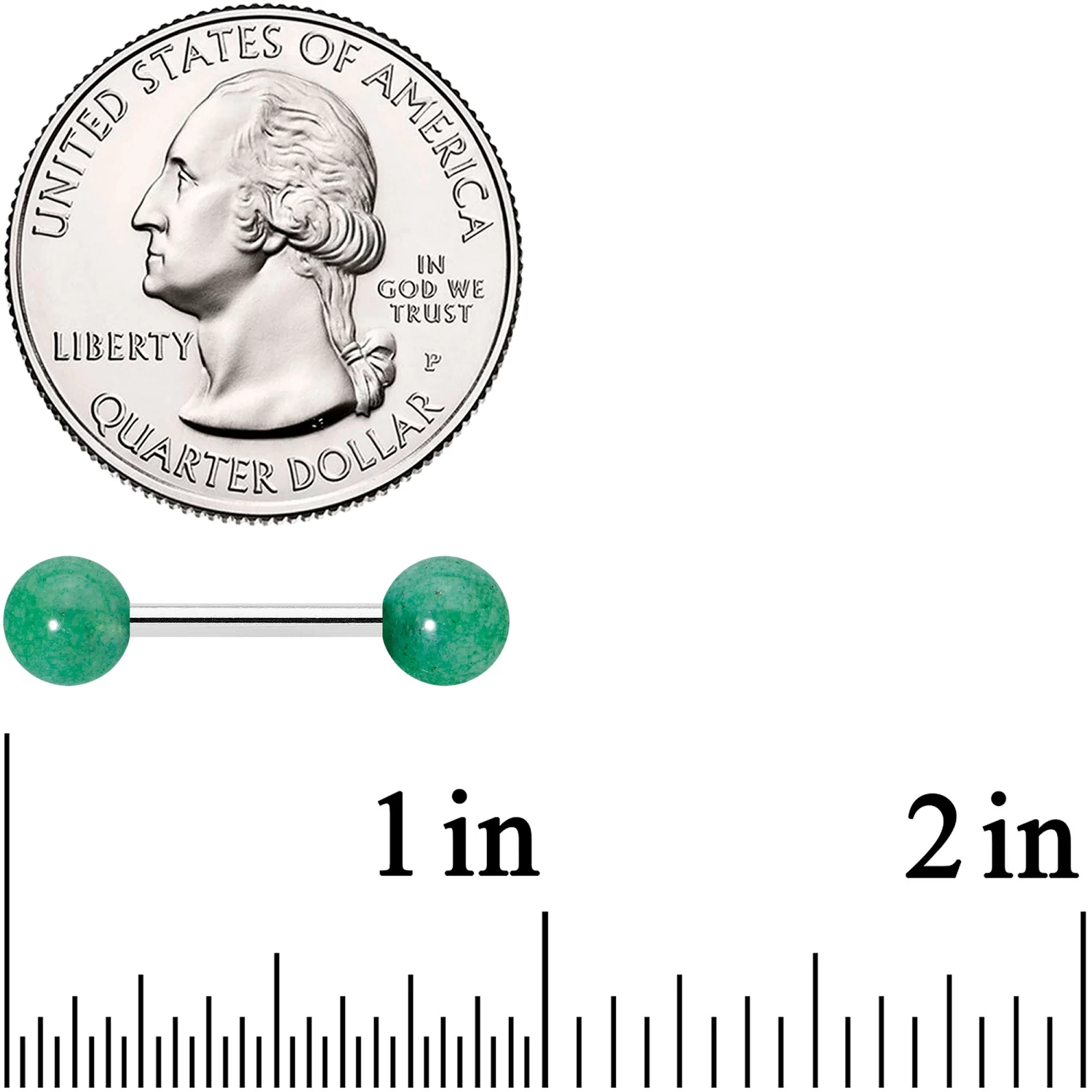 14 Gauge 1/2 Elegant Green Jade Barbell Nipple Ring Set 3 14 Gauge 1/2 Elegant Green Jade Barbell Nipple Ring Set - Image 3