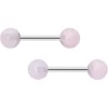 14 Gauge 1/2 Elegant Pink Rose Quartz Barbell Nipple Ring Set