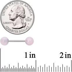 14 Gauge 1/2 Elegant Pink Rose Quartz Barbell Nipple Ring Set -Body Jewelry Store 73580 LP.otherimage2