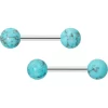14 Gauge 1/2 Elegant Blue Turquoise Barbell Nipple Ring Set