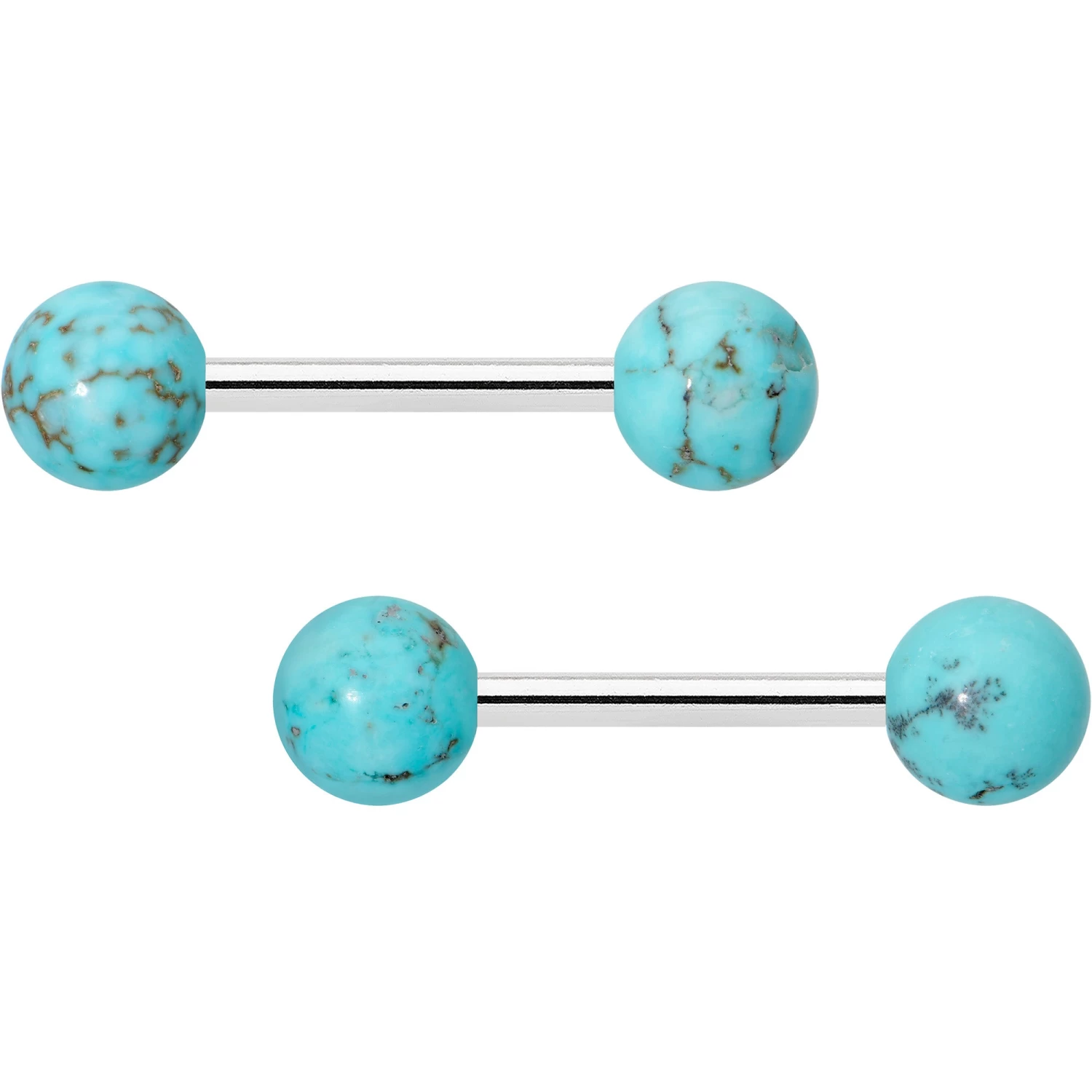 14 Gauge 1/2 Elegant Blue Turquoise Barbell Nipple Ring Set 1 14 Gauge 1/2 Elegant Blue Turquoise Barbell Nipple Ring Set