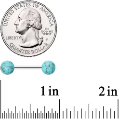 14 Gauge 1/2 Elegant Blue Turquoise Barbell Nipple Ring Set 5 14 Gauge 1/2 Elegant Blue Turquoise Barbell Nipple Ring Set -Body Jewelry Store 73580 TQ.otherimage2