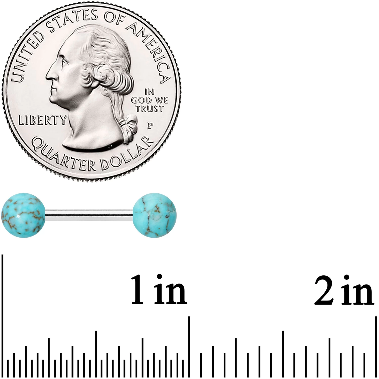 14 Gauge 1/2 Elegant Blue Turquoise Barbell Nipple Ring Set 3 14 Gauge 1/2 Elegant Blue Turquoise Barbell Nipple Ring Set - Image 3