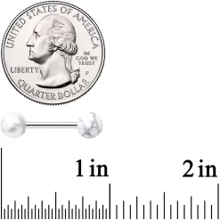 14 Gauge 1/2 Elegant White Howlite Barbell Nipple Ring Set -Body Jewelry Store 73580 WH.otherimage2