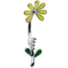 Gaby Clear CZ Gem Whimsy Daisy Flower Double Mount Belly Ring