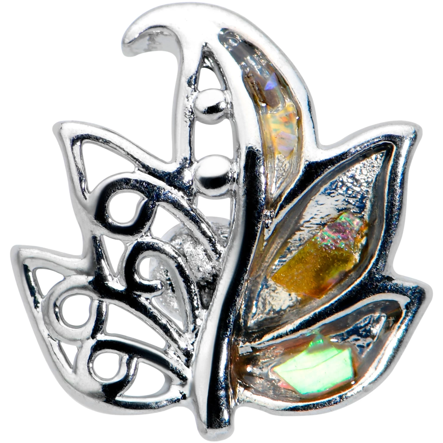 16 Gauge 1/4 Autumnal Colors Maple Leaf Cartilage Tragus Earring 2 16 Gauge 1/4 Autumnal Colors Maple Leaf Cartilage Tragus Earring - Image 2