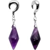 2 Gauge Purple Stone Point Curved Drop Taper Ear Weights