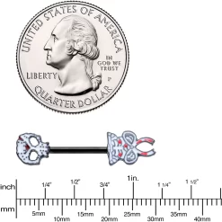 Gaby 14 Gauge 1/2 Black Skeleton Body Halloween Barbell Nipple Ring Set -Body Jewelry Store 73759.otherimage2