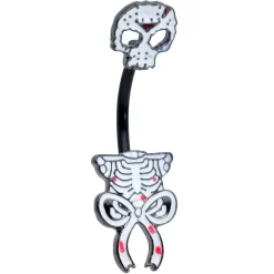 Gaby Black Skeleton Body Halloween Double Mount Belly Ring