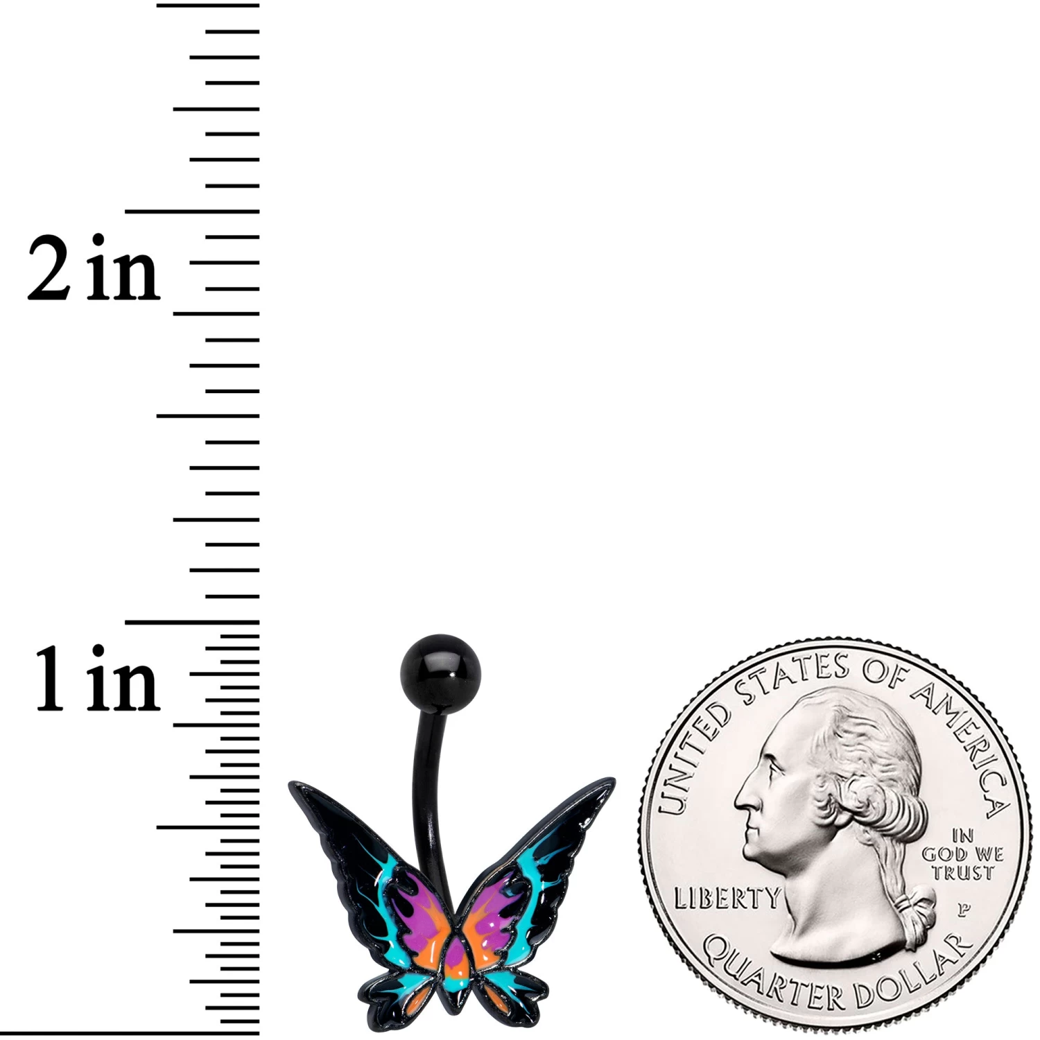 Gaby Black Sunset Butterfly Belly Ring 2 Gaby Black Sunset Butterfly Belly Ring - Image 2