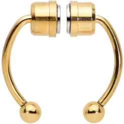 Gaby Gold Tone Magnetic Septum Ring Horseshoe Non-Pierced Fake Nose Ring