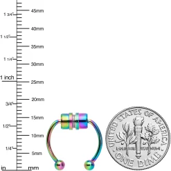 Gaby Rainbow Magnetic Septum Ring Horseshoe Non-Pierced Fake Nose Ring -Body Jewelry Store 73782 RW.otherimage3