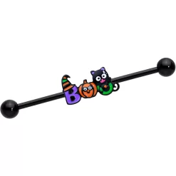 14 Gauge Black Boo Party Halloween Industrial Barbell 38mm