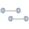 14 Gauge 1/2 Blue Gem Geometric Blues Barbell Nipple Ring Set