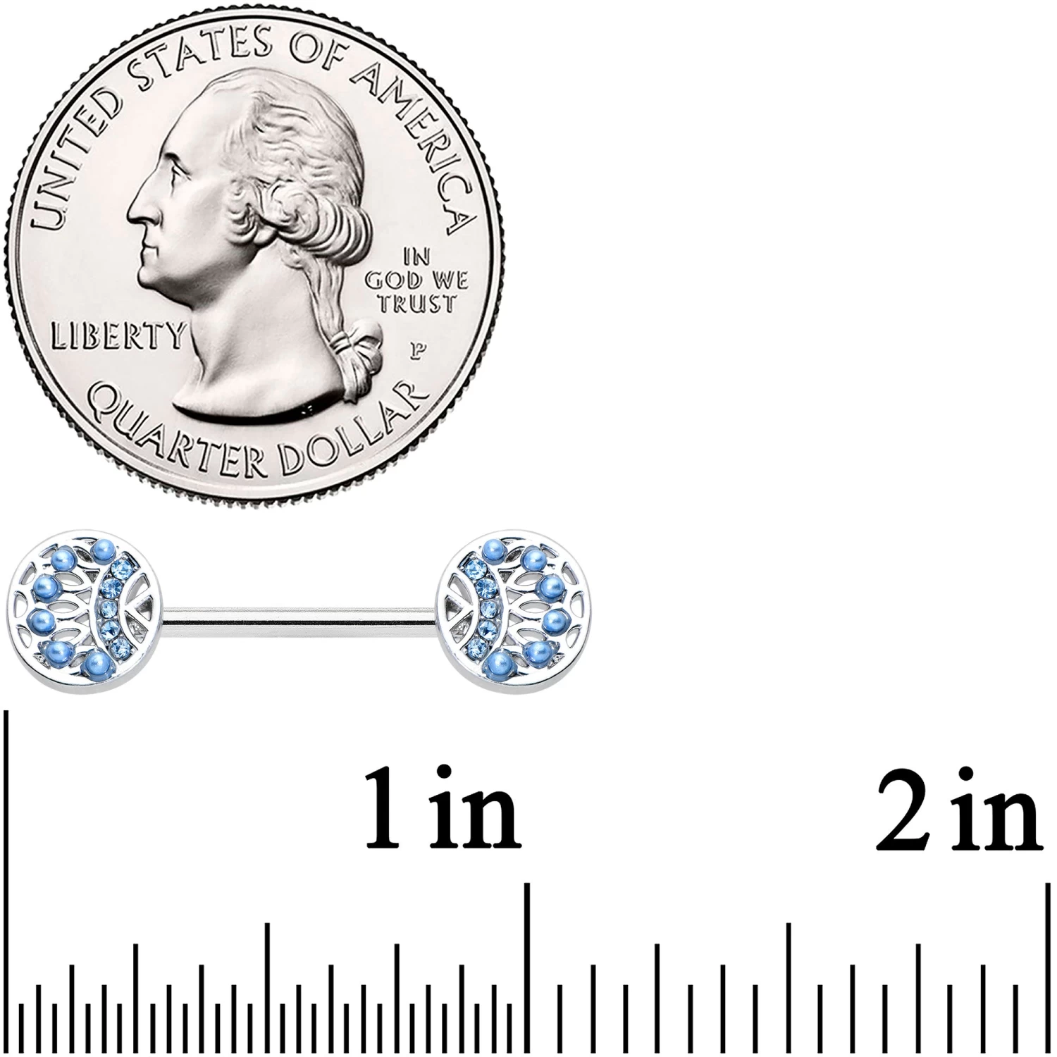 14 Gauge 1/2 Blue Gem Geometric Blues Barbell Nipple Ring Set 3 14 Gauge 1/2 Blue Gem Geometric Blues Barbell Nipple Ring Set - Image 3