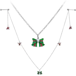 Gaby 14 Gauge 9/16 White Orb Santa Hat Christmas Barbell Nipple Chain Set 7 Gaby 14 Gauge 9/16 White Orb Santa Hat Christmas Barbell Nipple Chain Set -Body Jewelry Store 74051.otherimage3