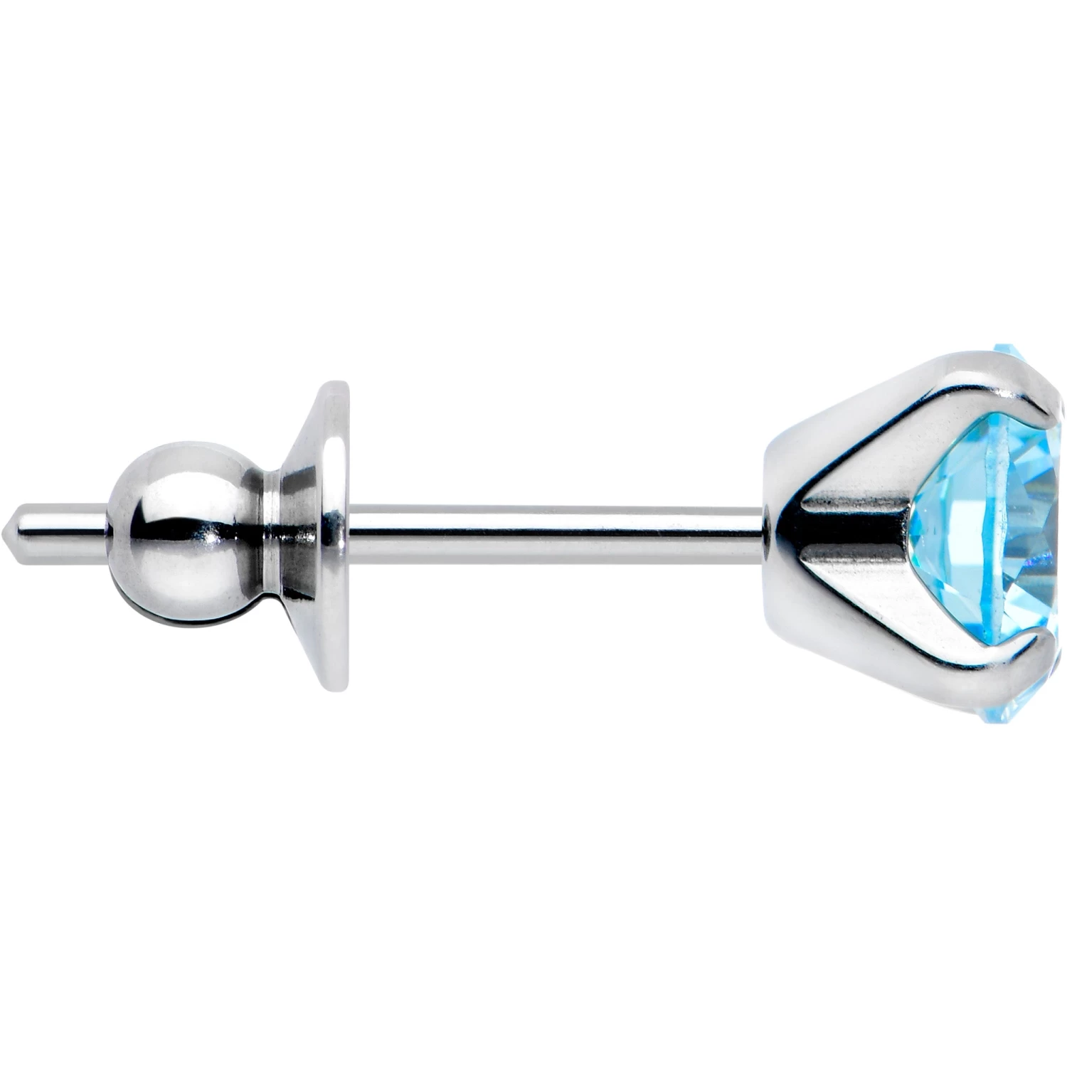 Blue CZ Gem 5mm G23 Titanium Post Stud Earrings 2 Blue CZ Gem 5mm G23 Titanium Post Stud Earrings - Image 2