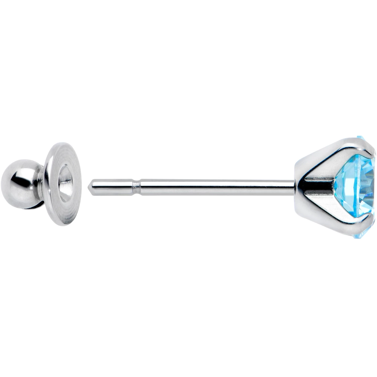 Blue CZ Gem 5mm G23 Titanium Post Stud Earrings 3 Blue CZ Gem 5mm G23 Titanium Post Stud Earrings - Image 3