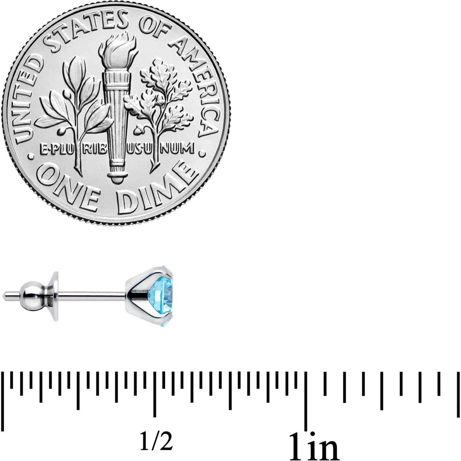 Blue CZ Gem 5mm G23 Titanium Post Stud Earrings 4 Blue CZ Gem 5mm G23 Titanium Post Stud Earrings - Image 4