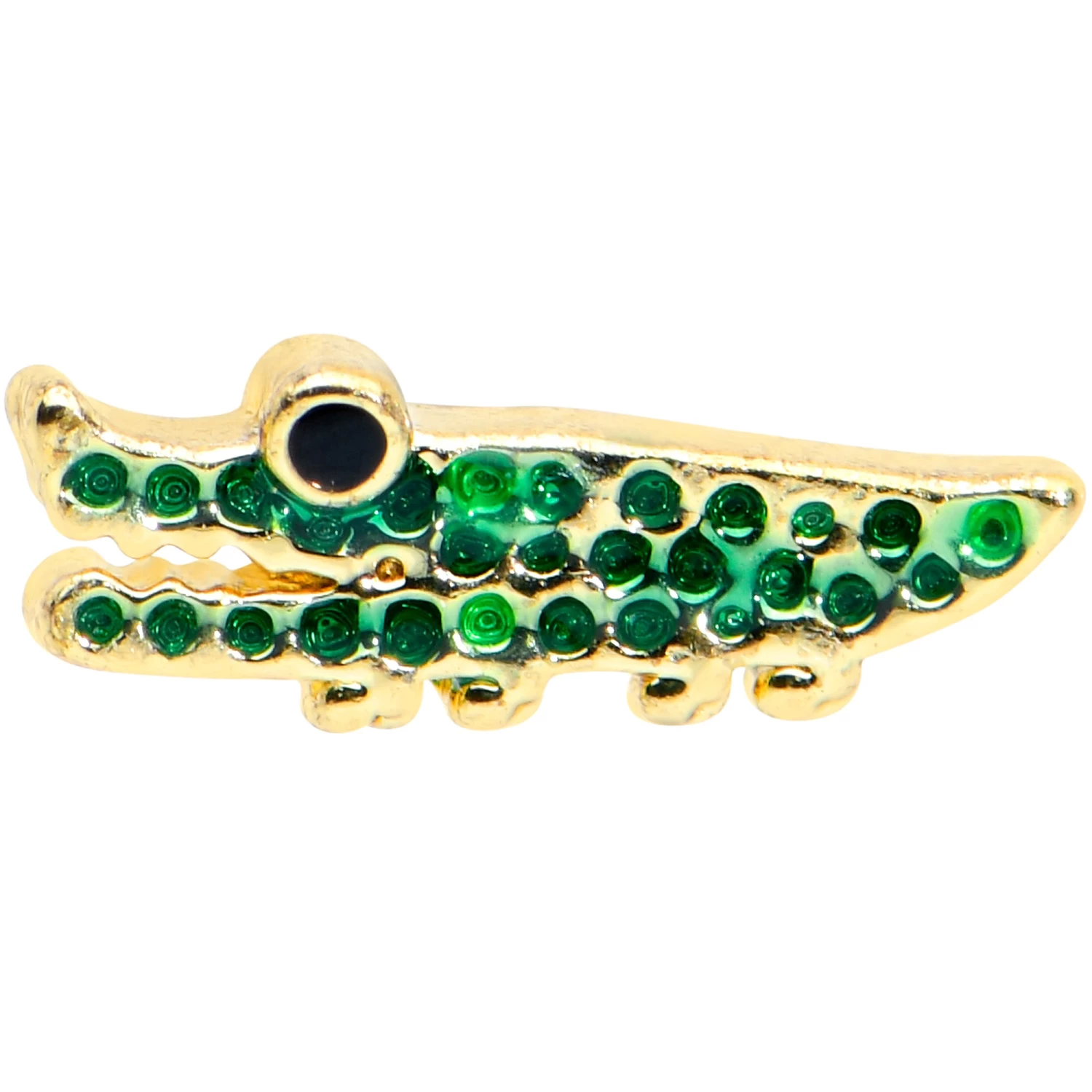 20 Gauge 1/4 Black Green Gem Hungry Alligator Nose Bone 2 20 Gauge 1/4 Black Green Gem Hungry Alligator Nose Bone - Image 2