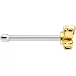 20 Gauge 1/4 Black Green Gem Hungry Alligator Nose Bone 6 20 Gauge 1/4 Black Green Gem Hungry Alligator Nose Bone -Body Jewelry Store 74110.otherimage2