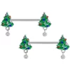 Gaby 14 Gauge 1/2 Clear Blue Red Gem Christmas Tree Barbell Nipple Ring Set