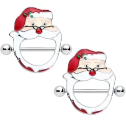 Gaby 14 Gauge 5/8 Festive Red Nose Santa Claus Christmas Nipple Shield Set
