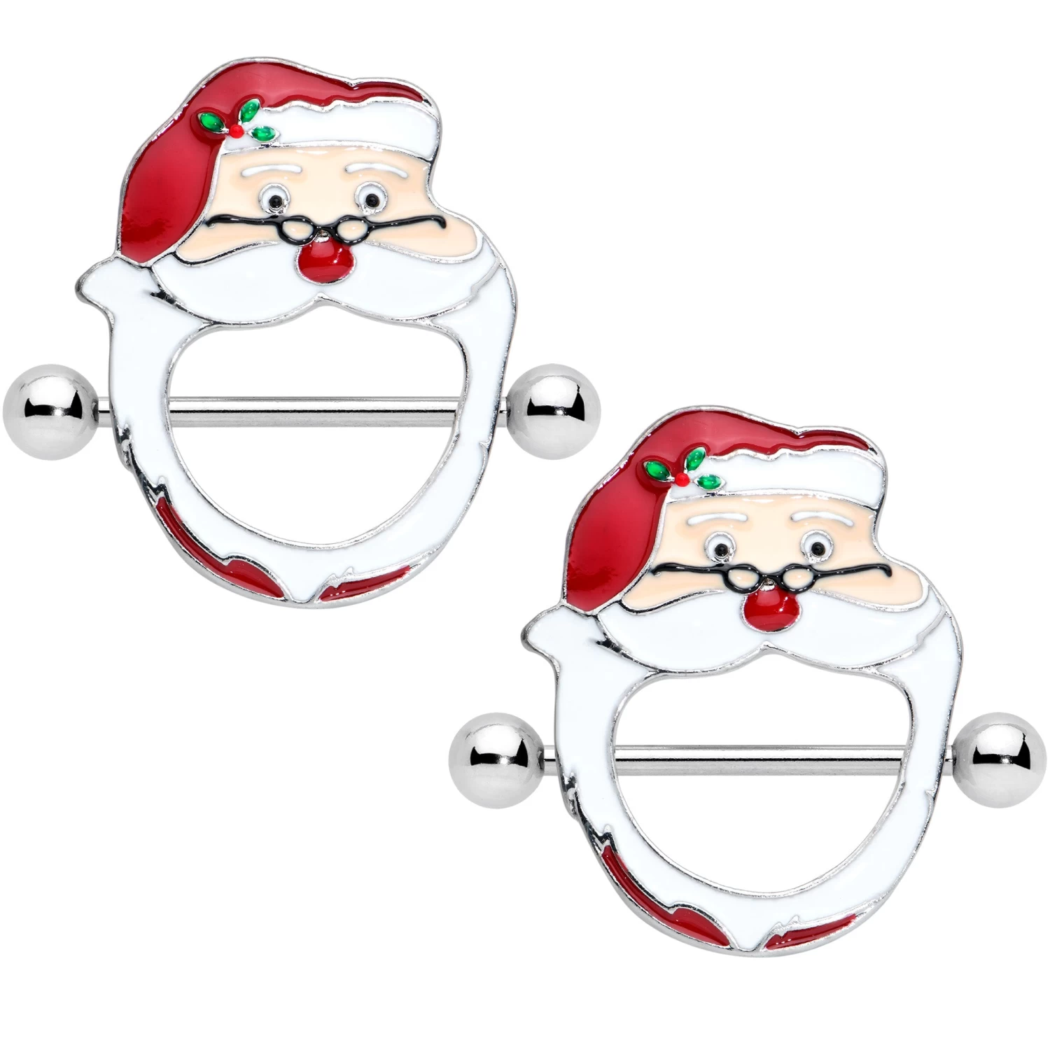 Gaby 14 Gauge 5/8 Festive Red Nose Santa Claus Christmas Nipple Shield Set 1 Gaby 14 Gauge 5/8 Festive Red Nose Santa Claus Christmas Nipple Shield Set