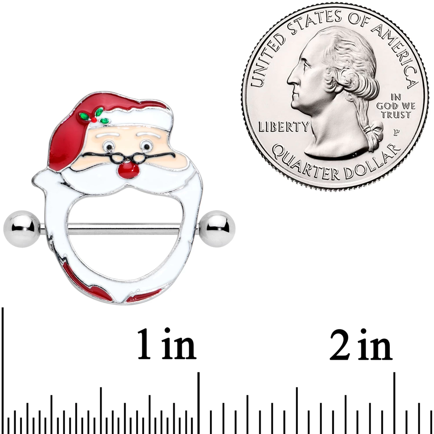 Gaby 14 Gauge 5/8 Festive Red Nose Santa Claus Christmas Nipple Shield Set 2 Gaby 14 Gauge 5/8 Festive Red Nose Santa Claus Christmas Nipple Shield Set - Image 2