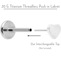 20 Gauge 1/4 G23 Titanium Threadless Post Only Labret Tragus Nostril -Body Jewelry Store 74172.otherimage3
