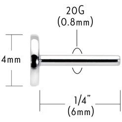 20 Gauge 1/4 G23 Titanium Threadless Post Only Labret Tragus Nostril -Body Jewelry Store 74172.otherimage5