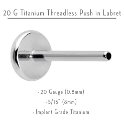 20 Gauge 5/16 G23 Titanium Threadless Post Only Labret Tragus Nostril -Body Jewelry Store 74173.otherimage2