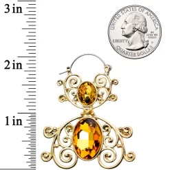 Yellow Gem Gold Tone Double Scrolling Tunnel Plug Earrings -Body Jewelry Store 74226.otherimage2