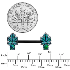 14 Gauge 1/2 Green Synthetic Opal Black Fall Leaf Nipple Ring Set -Body Jewelry Store 74251.otherimage2 6d63bb9c dfc3 4e20 b6b2 38906bd0527d