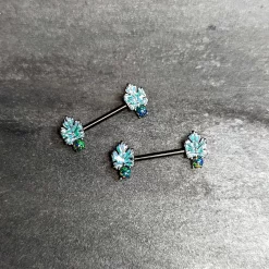 14 Gauge 1/2 Green Synthetic Opal Black Fall Leaf Nipple Ring Set -Body Jewelry Store 74251.otherimage3 72616d13 386d 4b4b 98d6 a03725686ce0