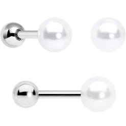 Gaby 16 Gauge 1/4 Bear Pearlescent Striped Heart Cartilage Tragus Set Of 3 -Body Jewelry Store 74305.otherimage2