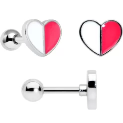 Gaby 16 Gauge 1/4 Bear Pearlescent Striped Heart Cartilage Tragus Set Of 3 -Body Jewelry Store 74305.otherimage3