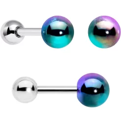 Gaby 16 Gauge 1/4 Bear Pearlescent Pink Paw Cartilage Earring Set Of 3 -Body Jewelry Store 74307.otherimage2