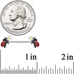 Gaby 14 Gauge 1/2 Ladybug Daisy Flower Barbell Nipple Ring Set 5 Gaby 14 Gauge 1/2 Ladybug Daisy Flower Barbell Nipple Ring Set -Body Jewelry Store 74317.otherimage2