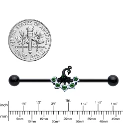 14 Gauge Black Green Pretty Peacock Industrial Barbell 38mm -Body Jewelry Store 74329.otherimage2