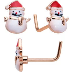 20 Gauge 1/45/16 Red Gem Rosy Tone Christmas Nose Bone Hoop Set Of 4 -Body Jewelry Store 74416.otherimage2