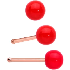 20 Gauge 1/45/16 Red Gem Rosy Tone Christmas Nose Bone Hoop Set Of 4 -Body Jewelry Store 74416.otherimage3
