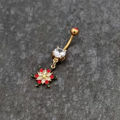 Aurora Red Green Gem Gold Tone Christmas Star Holiday Dangle Belly Ring 11 Aurora Red Green Gem Gold Tone Christmas Star Holiday Dangle Belly Ring -Body Jewelry Store 74524.otherimage3