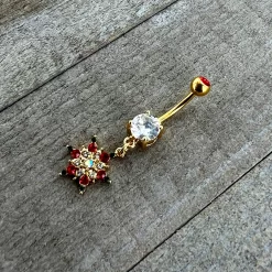 Aurora Red Green Gem Gold Tone Christmas Star Holiday Dangle Belly Ring 13 Aurora Red Green Gem Gold Tone Christmas Star Holiday Dangle Belly Ring -Body Jewelry Store 74524.otherimage5