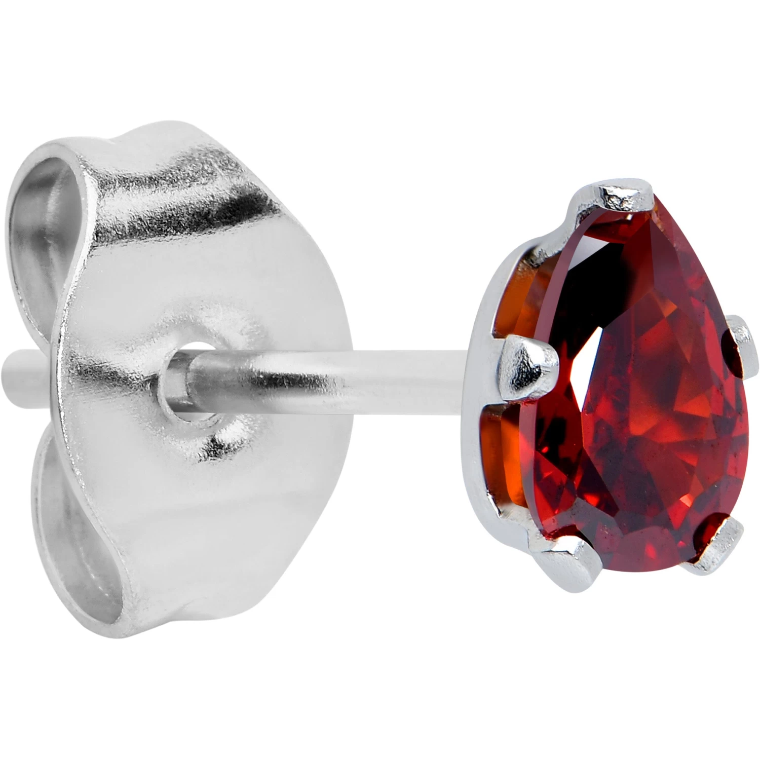 Red CZ Teardrop Stainless Steel Stud Earrings 3mm To 7mm 2 Red CZ Teardrop Stainless Steel Stud Earrings 3mm To 7mm - Image 2