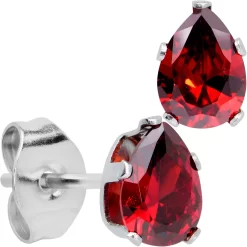 Red CZ Teardrop Stainless Steel Stud Earrings 3mm To 7mm 16 Red CZ Teardrop Stainless Steel Stud Earrings 3mm To 7mm -Body Jewelry Store 74542 RD.main