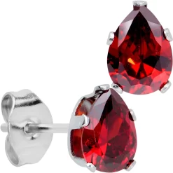 Red CZ Teardrop Stainless Steel Stud Earrings 3mm To 7mm 17 Red CZ Teardrop Stainless Steel Stud Earrings 3mm To 7mm -Body Jewelry Store 74543 RD.main
